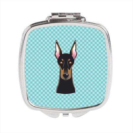 CAROLINES TREASURES Checkerboard Blue Doberman Compact Mirror- 2.75 x 3 x .3 In. BB1183SCM